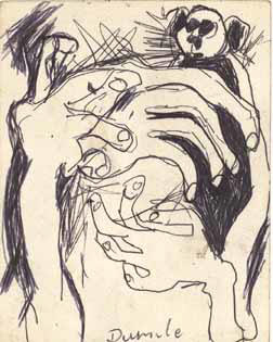 DUMILE "Hands of fear", undated - black ball point on board - ref. K4
