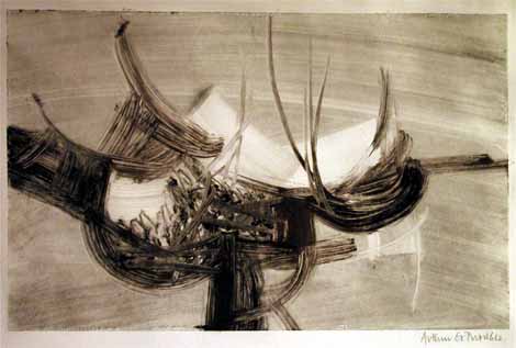Arthur GOLDREICH "Abstract movement", 1962 - monoprint - 20x27 cm