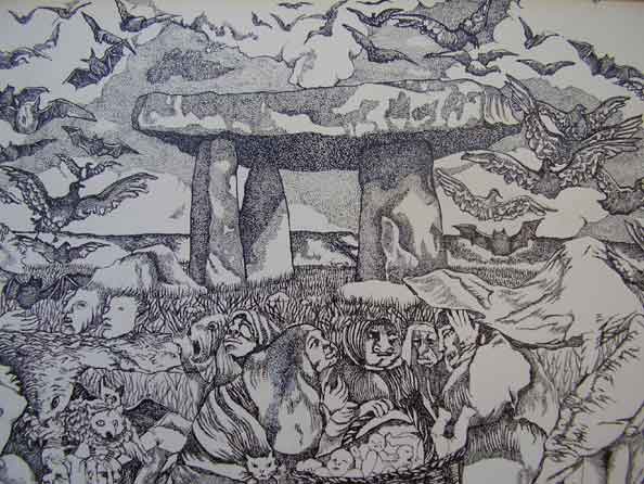 Tanya NETTLEY-RESEIGH "The spirits", 1971 - Indian ink drawing - 20x5x35.5 cm