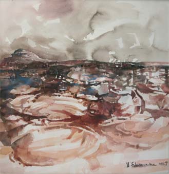 Ulrich SCHWANECKE "Landscape", 1967 - watercolour - 43x41.5 cm