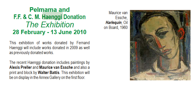 Maurice Van Essche "Harlequin", abt. 1960 - oil/board - donated by FF Haenggi to the Oliewenhuis Art Museum, Bloemfontein, in 2009