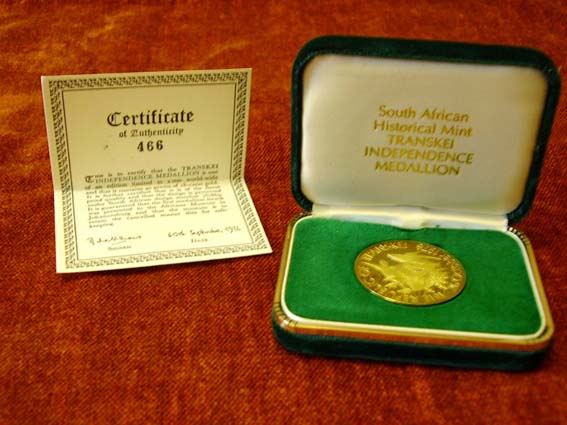 Transkei Independence Gold Medallion 1976
